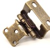 1/2" Overlay Partial Wrap Cabinet Door Hinges, Antique Brass Self
