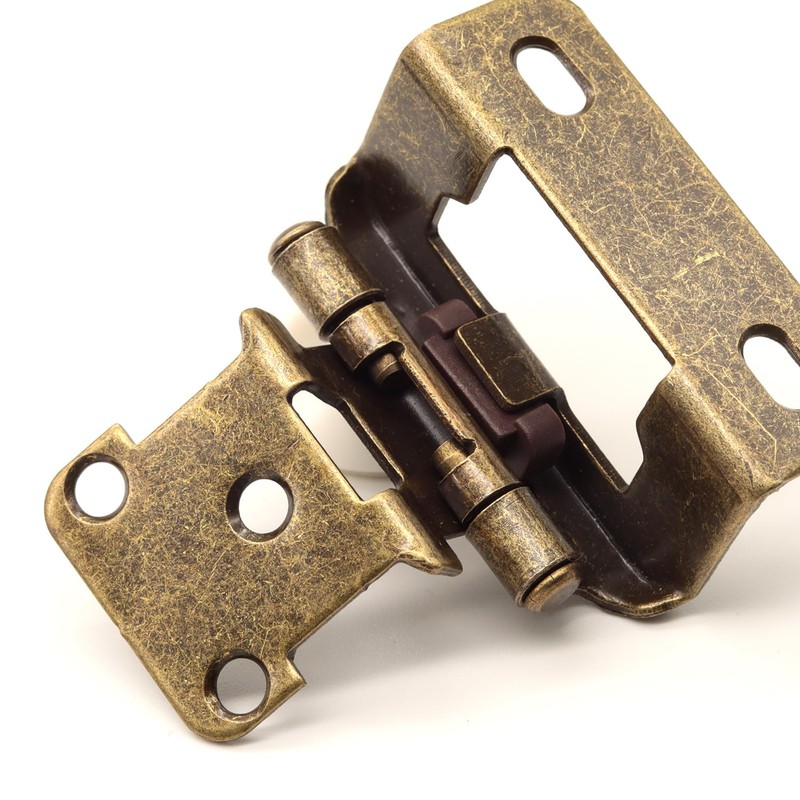 1/2" Overlay Partial Wrap Cabinet Door Hinges, Antique Brass Self