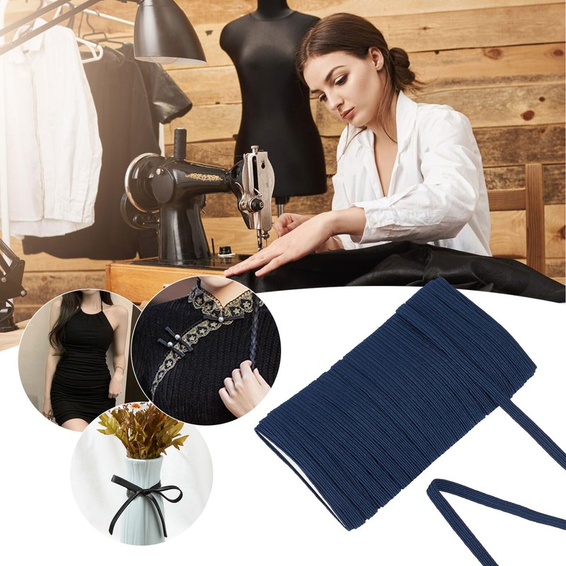 letsinstyle 15 Yards Flat Fabric Elastic Straps, Heavy Stretch Braiding