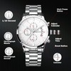 MEGALITH Mens Wrist Watches Silver: Waterproof Stainless Steel Analog Quartz