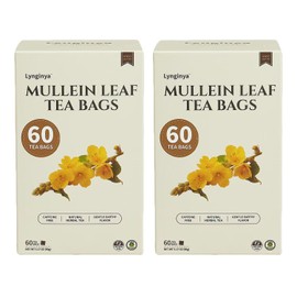 Lynginya Mullein Leaf Tea Bags, 60 Tea Bags (Pack of 2) - Premium Mullein Leaf - Natural Herbal Tea - Earthy & Mild - No Sugar & No Caffeine - Total 120 Bags