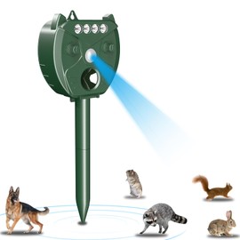 Ultrasonic Solar Powered Animal Repellent - 1Pack, Squirrel Skunk Deer Rabbit Rodent Dog Deterrents Animal Repeller for Garden Farm Outdoor, Animal Deterrent with Motion Detection Waterproof for Yard