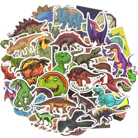 QTL Waterproof Vinyl Dinosaur Stickers Pack Water Bottle Laptop Cute Easter Stickers for Kids Boys Girls Teens Party Supplies 50Pcs