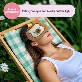 Flyingmage Cute Animal Eye Mask for Sleeping Funny Animal Sleeping Mask Soft Lightweight Eyemask for Women Teen Girls (Brown Bread)