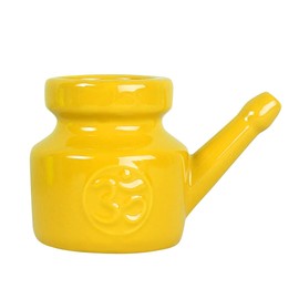Tuperoymse 350Ml Ceramic Neti Pot Nose Cleaning Pot Leakproof Spout Pot for Nasal Rinsing Nose Washing Men Women,Yellow