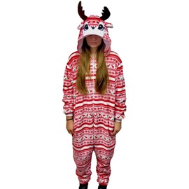 Jammies For Parties Animal Pajamas For Adult Unisex Cosplay Costume Plush One Piece (Youth(4.10'-5.5'), Reindeer)
