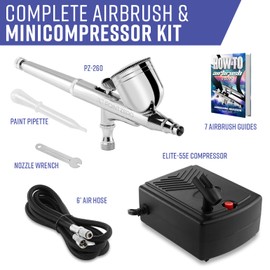 PointZero Multi-Purpose Dual-Action Airbrush Set - Mini Compressor Kit