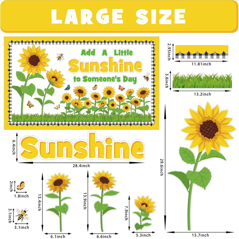 Spring Sunflower Bulletin Board Decorations Set, Spring Flowers Classroom Decoration