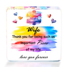 Gifts for Wife, Wife Birthday Gifts Colourful Acrylic Plaque, Valentine Gift for Her Women from Husband Romantic Wedding Valentine Gift for Wife, Love You Forever
