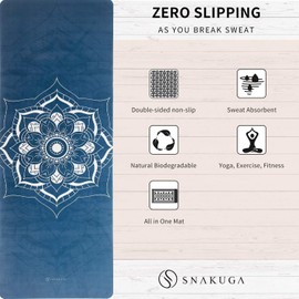 SNAKUGA Travel Yoga Mat, Non Slip Exercise Suede Mat with Carry Bag, All-Purpose Fitness Mat with High Density Anti-Tear Surface for Women, Ideal for Pilates Workout (72'' x 26'' x 1.5mm Thick)