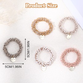 Pack of 5 Scrunchies Crystal Hair Scrunchies for Women, Hair Bobbles Hamen, Hair Accessories, Scrunchies with Beads, Elastic Hair Scrunchies for Women and Girls
