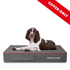 The Dog's Bed Replacement Outer Cover ONLY (Outer Cover ONLY - NO Bed, NO Waterproof Inner) for The Dog's Bed, Washable Oxford Fabric, Large 40” x 25” x 6” (Grey with Red Trim)
