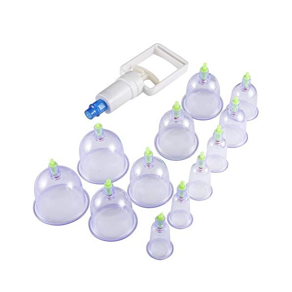 12Pcs/Set Chinese Health Care Medical Vacuum Cupping Therapy Massage Body Relaxation Healthy Message Set - Clear, White