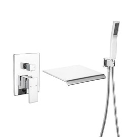 Kudusgot Waterfall Bathtub shower Faucet Set, Shower Heads with Handheld Spray Combo, Single Handle Tub Filler Shower Faucet Set with Shower Head System, Rain Shower Head