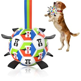 Pelota de Fútbol con Correas para Perros, Juguetes Interactivos para Perro, Regalos de Cumpleaños para Cachorros, Juguete de Forcejeo y Agua, Pelotas 