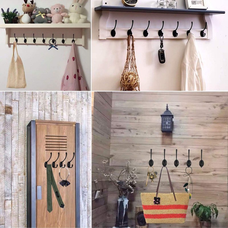 Beilala 10 Pack Double Coat Hooks for Wall Door with
