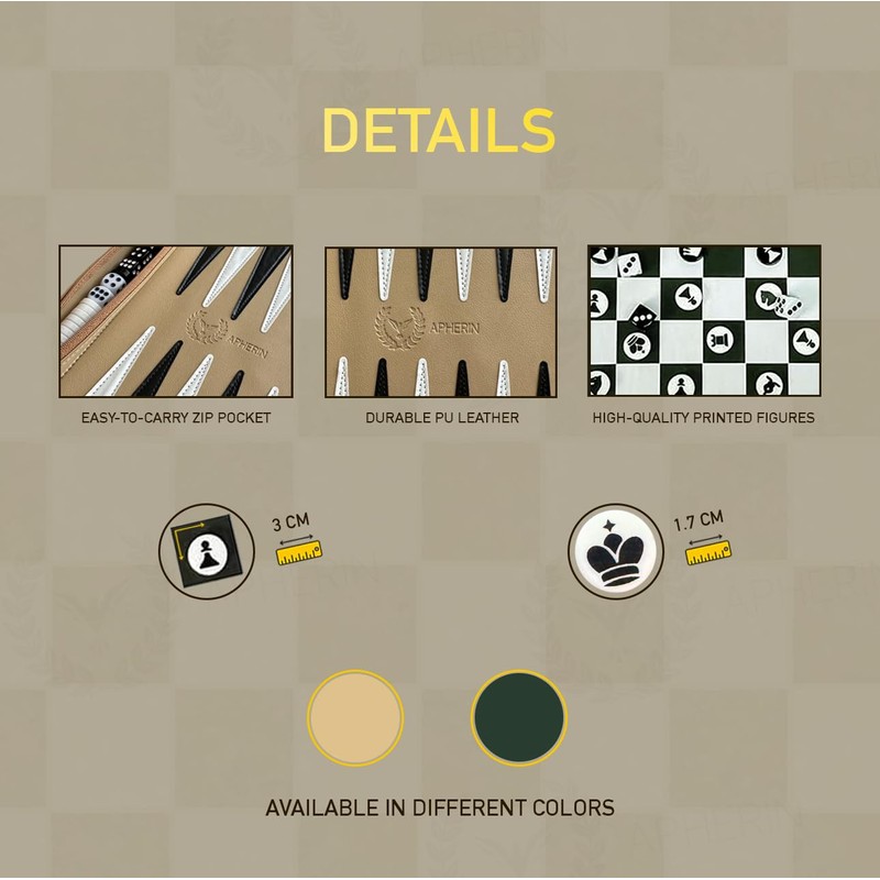 Apherin Rolling Travel Backgammon Chess Lady 3 in 1 -