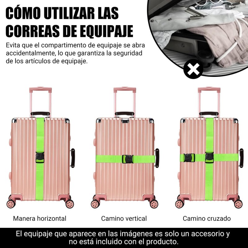 Amarres de Maleta, 4 Correas de Equipaje para Maletas Ajustable