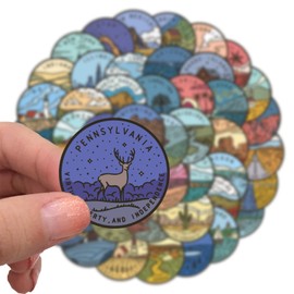 USA States Stickers,Travel Landscape Decals,50Pcs Luggage Stickers Pack,Funimost Vinyl Waterproof Adventure Stickers for Water Bottle Laptop (States)