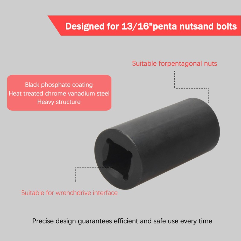 Penta Socket - 1/2" Drive 13/16" 5-Point Additional combinationsPenta Socket