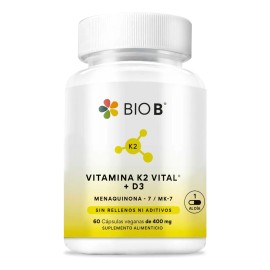 BIO B | Vitamina K2 Vital® (MK-7) + D3 con Calcio y Prebióticos | Apoyo Óseo y Cardiovascular Diario | 60 Cápsulas Veganas Visita la tienda de BIO B