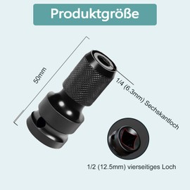 Wjelet Pack of 2 Socket Adapters, 1/4 Inch Hex Socket Adapter 1/2 Inch Impact Wrench Adapter, Hex Shank Bit Adapters Impact Wrench Accessories for Impact Wrench Screwdriver Bit Holder