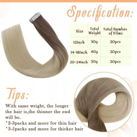 Easyouth Extensiones Cabello Humano 40gr 14in Desvanecimiento Marrón