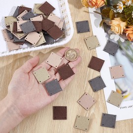 UNICRAFTALE 60Pcs 4 Colors Square Blank PU Leather Label Tags Handmade PU Leather Label Clothing Hand Made Embossed Tag Embellishment Knit DIY Accessories for Bags Shoes Hat DIY Crafts Accessory
