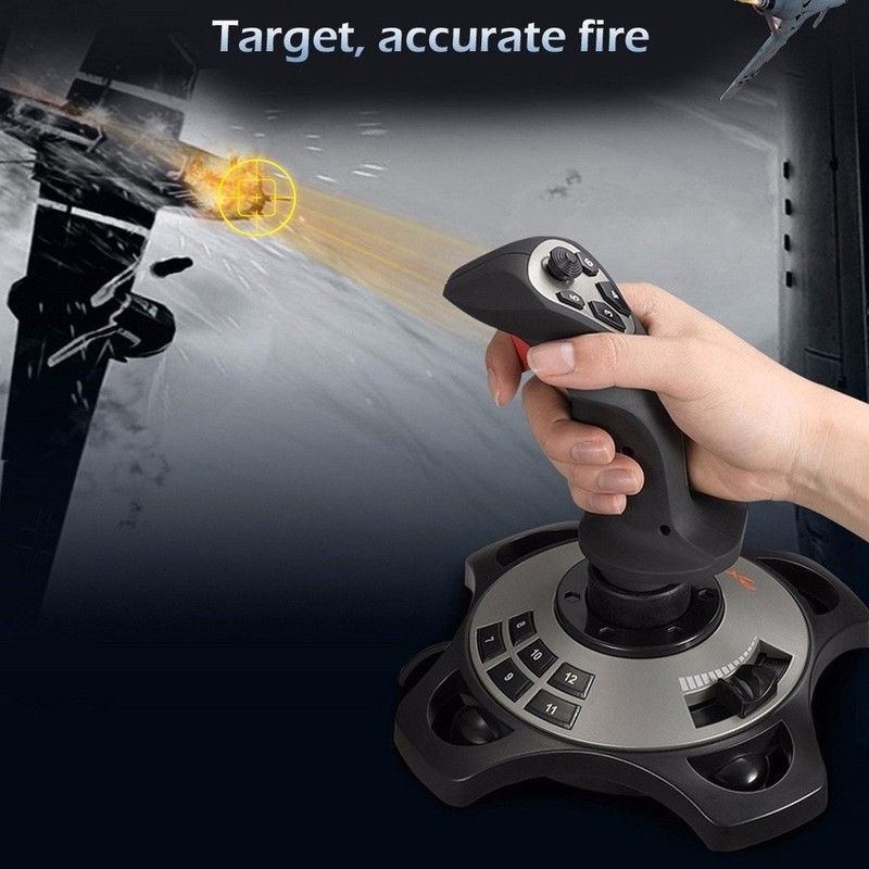 PC Joystick, USB Gaming Flight Simulator Game Controller with Vibration