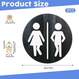 Wooden Bathroom Sign Restroom Sign Men and Women Wooden Bathroom Signs Unisex Western Restroom Signs Funny Door Decor for Business Funny Cute Door Vintage Decor(Black)