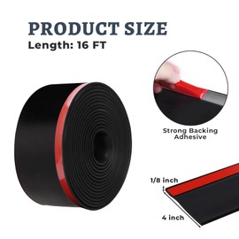 Storystore RV Slide Out Seal, 4In x 1/8In x 16FT RV Slide Out Wiper Seals with Adhesive Tape, Waterproof Truck Weather Stripping Seal, Camper Black Rubber Slide Out Seal