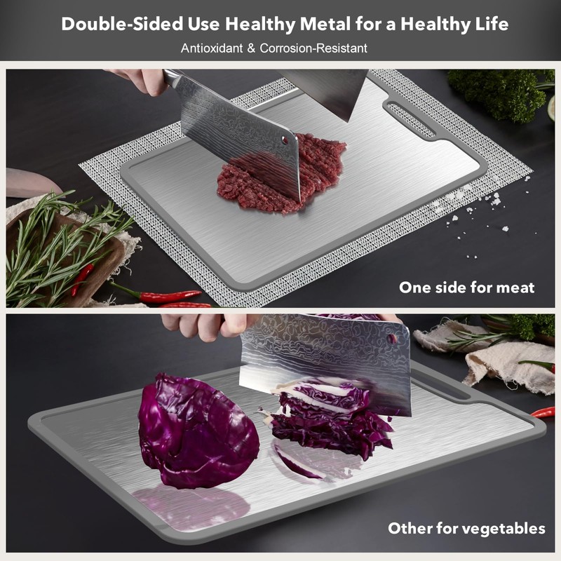 Laokiiy Titanium Cutting Boards For Kitchen, 100% Pure Cut Titanium