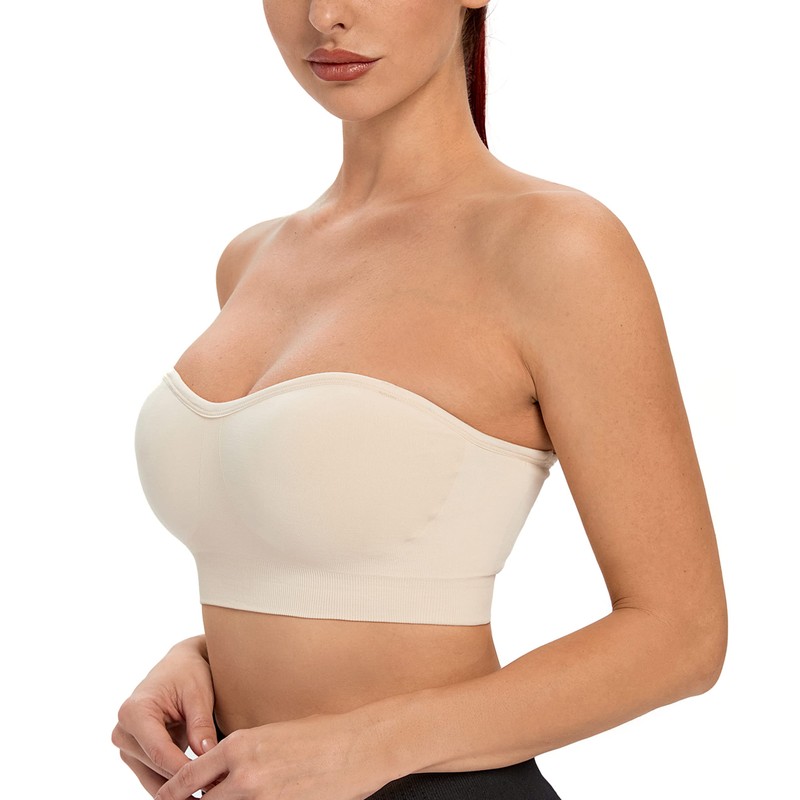 ANGOOL Women's Bandeau Strapless Bra without Underwire, Padded Bralette Bra,