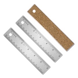 HARFINGTON 3pcs Stainless Steel Metal Ruler 15cm Straight Edge with Cork Backing Non-Slip Inch Metric Metal Ruler for Classroom Office Home Engineering Drafting Tools