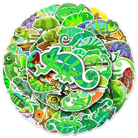Bric Dodo Pack of 50 Chameleon Stickers Car Laptop Phone Guitar Skateboard Motorcycle Bicycle Chameleon Stickers Set Vinyl Waterproof Aesthetic Stickers for Teenagers Children Adults