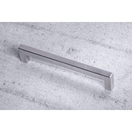 Gedotec TYDA Bar Handle Kitchen Furniture Handle Cupboard Door Handle Square Drawer Handle Brushed Stainless Steel 138 x 10 x 128 mm Profile 10 x 10 mm 1 Piece Cabinet Handle Furniture for Screwing