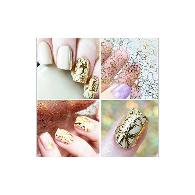 Set of 8 Lace Flowers 3D Nail Stickers, Nail Art,