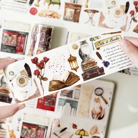 WT Cats and Books Wide Washi Tape Pre-Cut