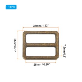 PATIKIL Metal Tri-glide Slide Buckle 25mm, 10 Pcs Zinc Alloy Adjuster Sliders Webbing Strap Fasteners for Bag Belt Dog Collar Harness Backpack, Copper