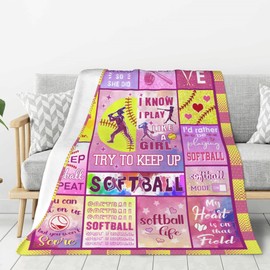 Softball Gifts, Softball Gifts for Girls, Softball Coach Gifts, Softball Gifts for Women, Softball Gifts for Team, Softball Team Gifts, Gifts for Softball Players/Lover, Softball Gift Blanket 60"X 50"