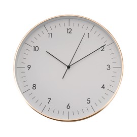 LUUK LIFESTYLE Silent quartz wall clock, Nordic and minimalist design, interior decoration for living room, kitchen, bedroom, white and gold