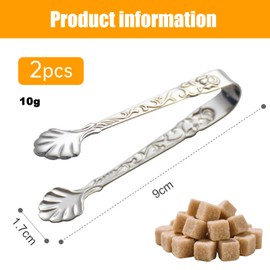 2 Pcs Stainless Steel Sugar Tongs - Heat Resistant Mini Serving Tongs for Appetizers, Ice, Tea Party, Coffee, Food, Cooking, Salad, Grilling - U-Shaped Kitchen Tongs - Silver