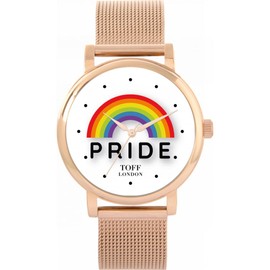 Toff London Pride Rainbow - White Dots Women's 38 mm Case 3 ATM Waterproof Custom Designed Quartz Movement Luxury Fashionable, Multicoloured, TLWS-24081
