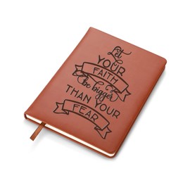 LBWCER Let Your Faith Be Bigger Than Your Fear Notebook Encouragement Gift Motivational Notebook for Women A5 Lined Leather Notebook (Your Faith)