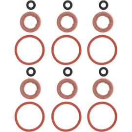 Alriedy Injector Seal Kit for 2.7/3.0 TDI A4/A5/A6/Q5/Touareg, Repair Kit with O-Ring and Copper Sealing Ring, Compatible with A1 8X, A3 8P, A4 B7/B8, A6 4F/4G/C7, Q3 8U, Q5 8R, TT 8J (Red)
