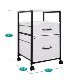 Naomi Home 2 Drawer Dresser for Bedroom, Stylish Tall Dressers with Wheels, Storage Shelves, Small Dresser for Closet, Makeup Dresser - White