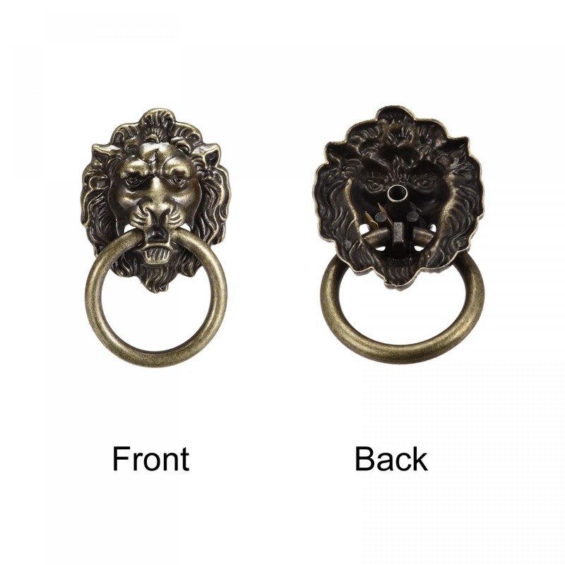 sourcing map 6Pcs Lion Head Pulls Knob 1.57" x 2.68"