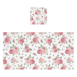 senya Flower Bath Towel Set, Pink Rose Flowers Floral Cotton Bath Towels Soft Highly Absorbent Fast Drying for Bathroom Gym Hotel Beach, 1 Bath Towel 1 Washcloth