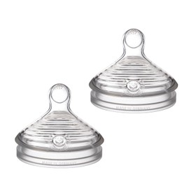 NUK Simply Natural - Pezones de biberón para bebé, flujo lento, silicona, extra suave, sistema de aire anticólico, sin BPA, paquete de 2