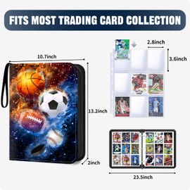 HESPLUS 900 Pockets Sports Card Binder, Sports Trading Cards Display Case with Sports Card Sleeves Card Holder Protectors Set for Football Baseball Basketball Soccer Sports Cards Collector Album